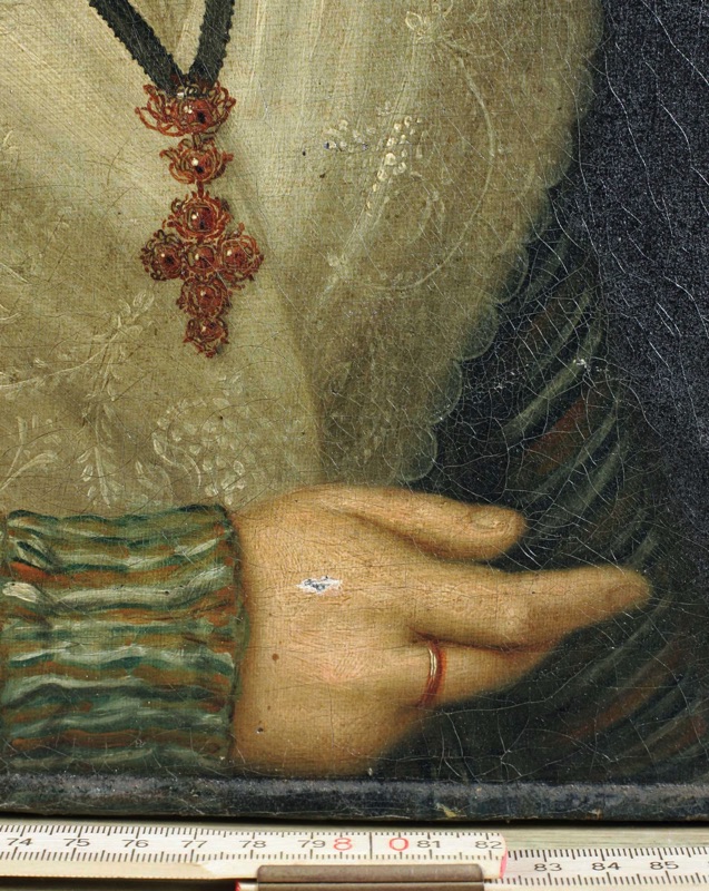 antikes Ölgemälde Portrait Frau Haube doubeliert Biedermeier