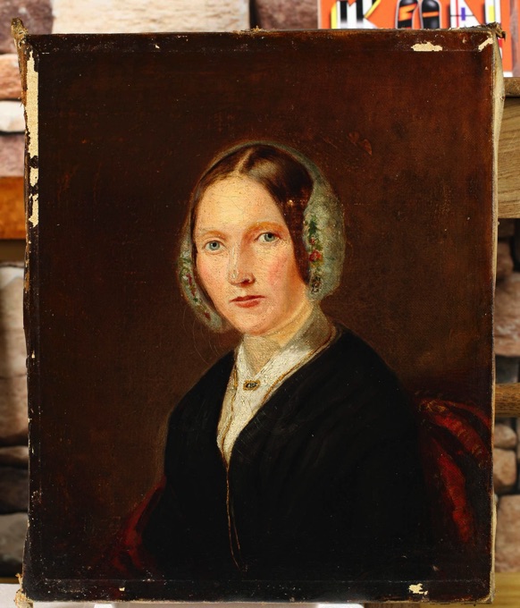antikes Ölgemälde Portrait Hattie Wilson Gegenstück