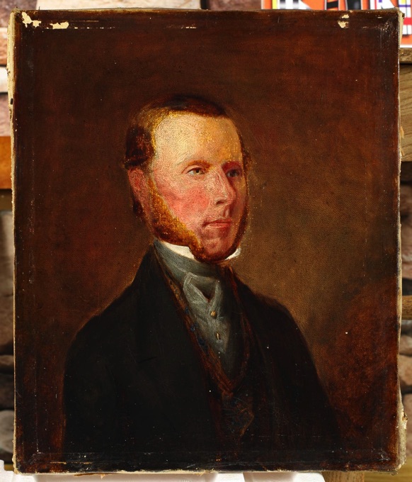 antikes Ölgemälde Portrait Hugh Wilson farmer Gegenstück