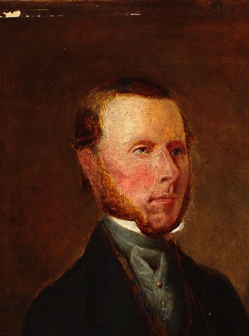 antikes Ölgemälde Portrait Hugh Wilson farmer Gegenstück