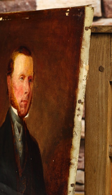 antikes Ölgemälde Portrait Hugh Wilson farmer Gegenstück