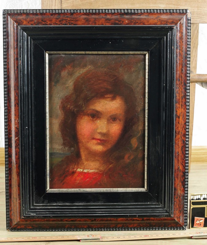 antikes Ölgemälde Portrait Mädchen Frau