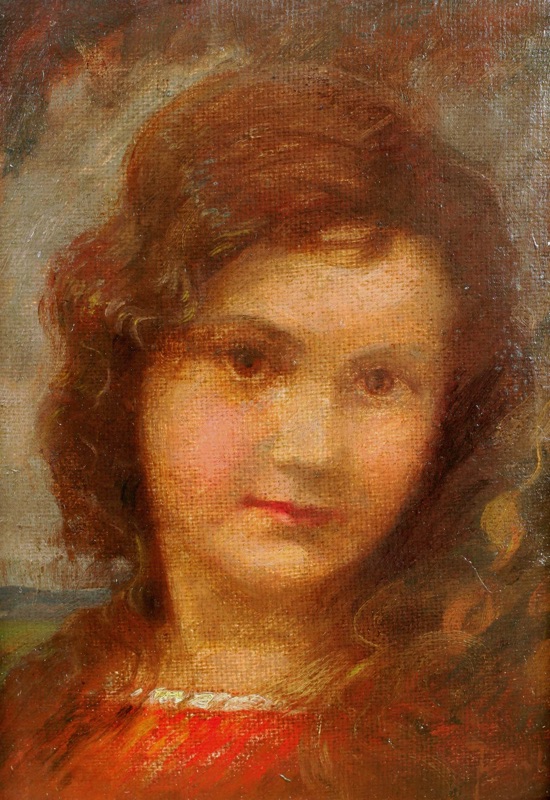 antikes Ölgemälde Portrait Mädchen Frau
