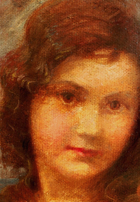 antikes Ölgemälde Portrait Mädchen Frau