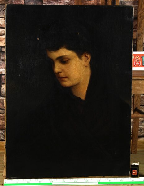 antikes Ölgemälde Portrait Witwe Trauerkleid Wimmer München