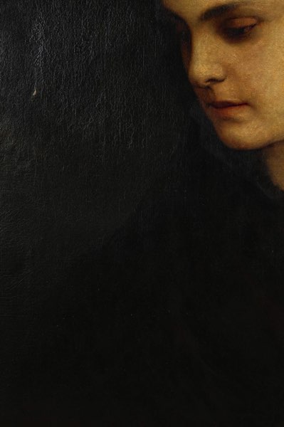 antikes Ölgemälde Portrait Witwe Trauerkleid Wimmer München