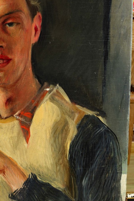 älteres Ölgemälde Portrait junger Mann Ring