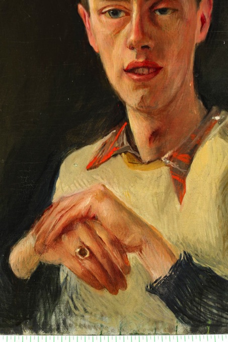 älteres Ölgemälde Portrait junger Mann Ring