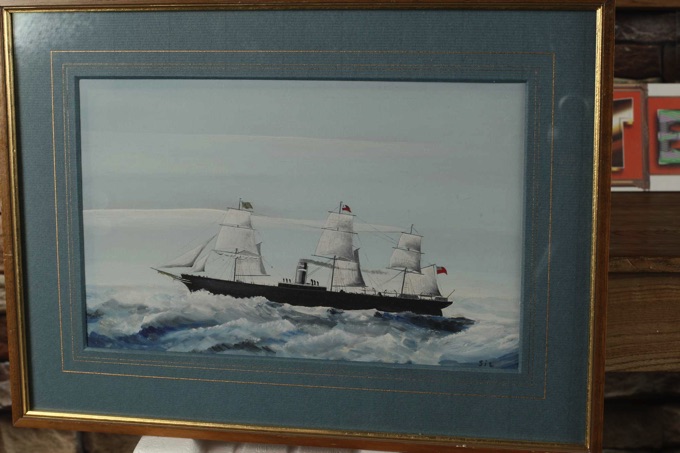 signiert Gouache Segelschiff City of Brussels