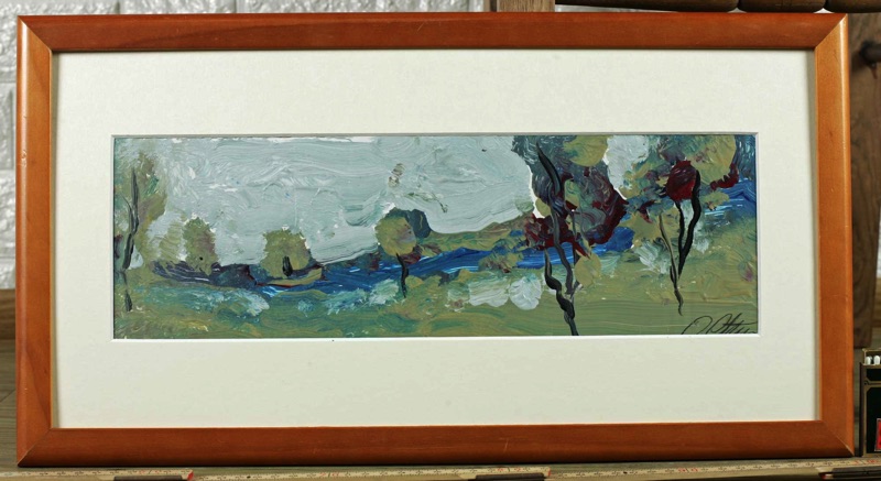 signiert Ölgemälde Landschaft abstrakt expressiv