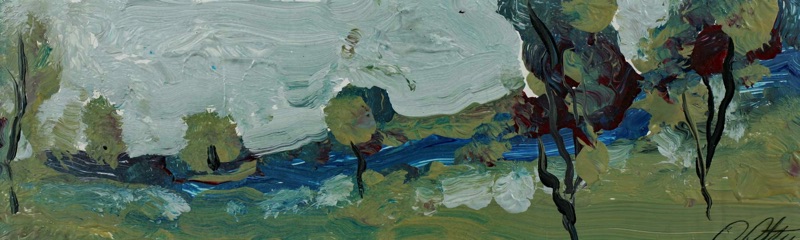 signiert Ölgemälde Landschaft abstrakt expressiv