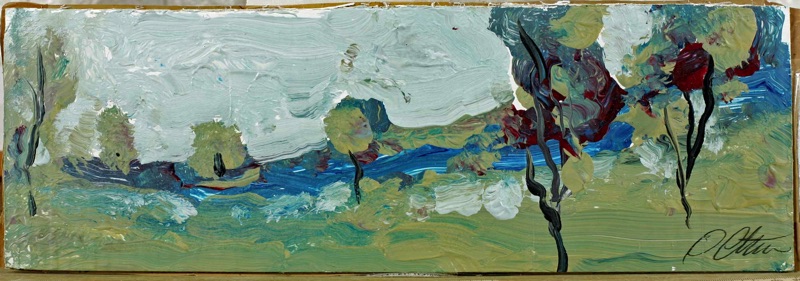 signiert Ölgemälde Landschaft abstrakt expressiv