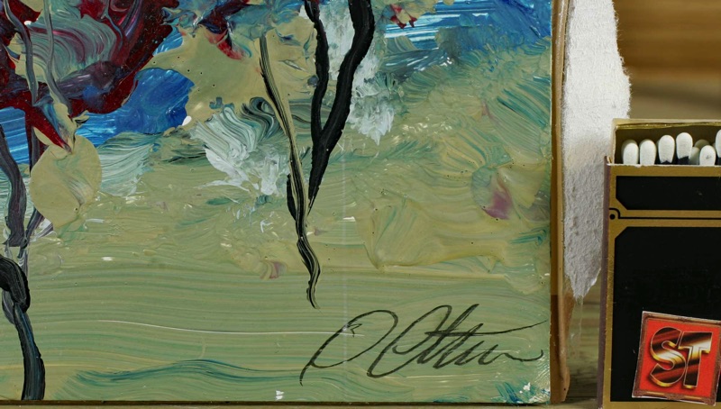 signiert Ölgemälde Landschaft abstrakt expressiv