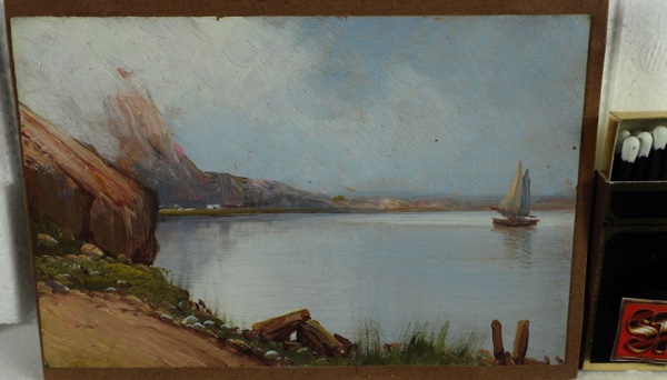 signiert Ölgemälde antik Fjord
