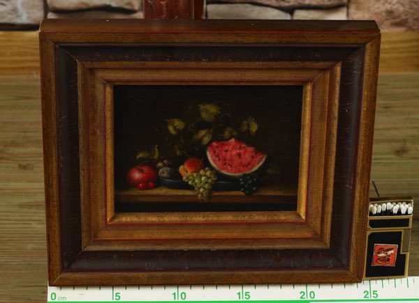 signiert Ölgemälde älter Stillleben Obst Melone