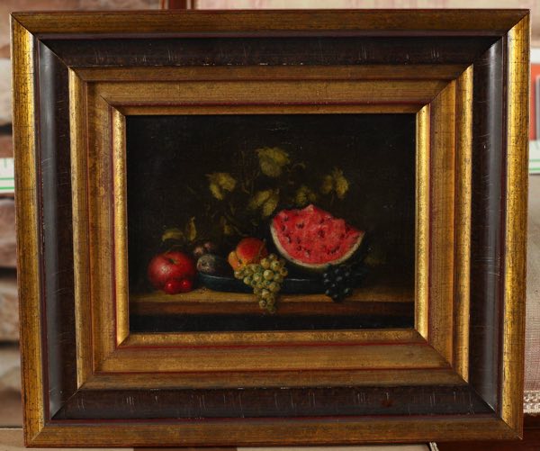 signiert Ölgemälde älter Stillleben Obst Melone