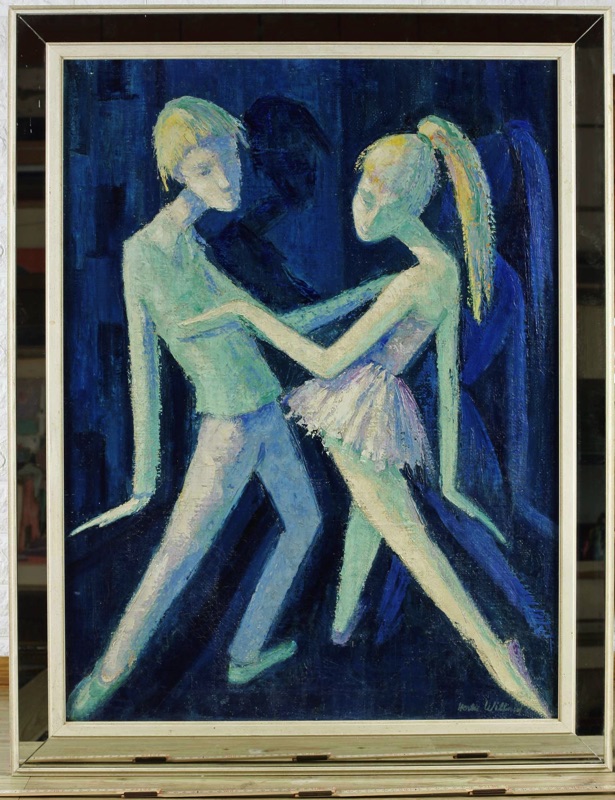 signiert Ölgemälde älter Tanz Paar expressiv