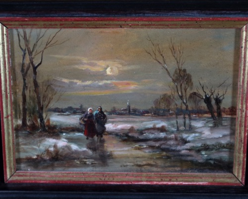 signiert Ölgemälde München Winterlandschaft Stadt
