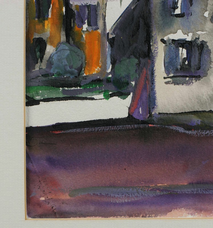 signierte ältere Gouache Dorf Bayern