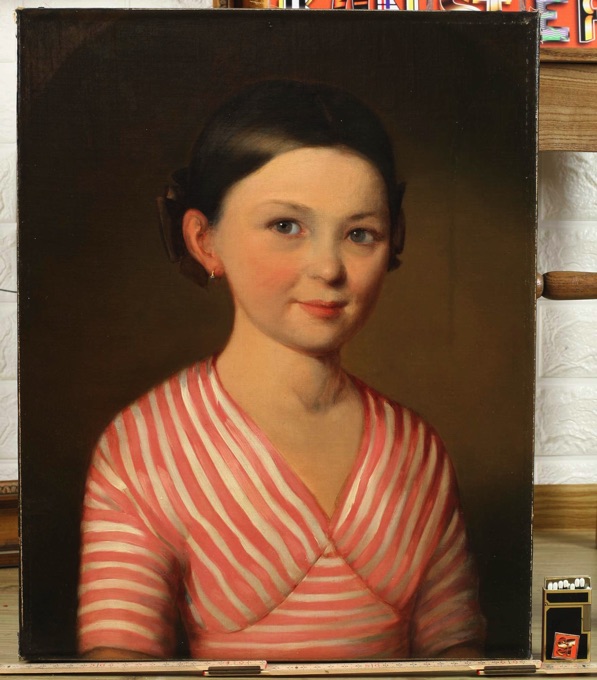 unleserlich signiert Ölgemälde antik Portrait Mädchen Biedermeier
