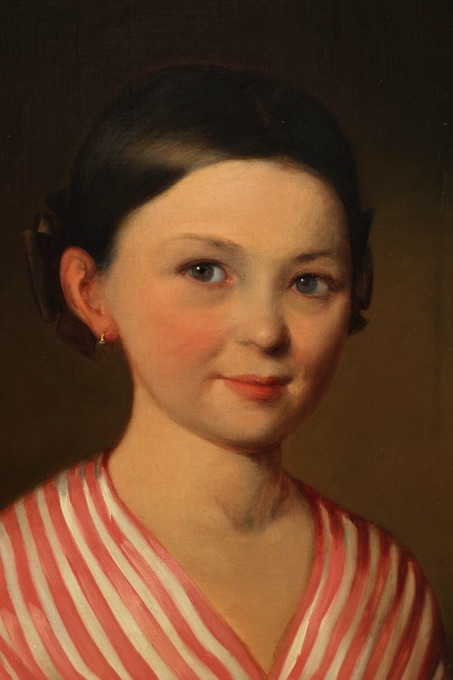 unleserlich signiert Ölgemälde antik Portrait Mädchen Biedermeier