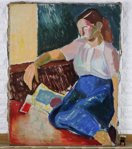 unsigniertes Ölgemälde älter beidseitig Portrait Landschaft Studie