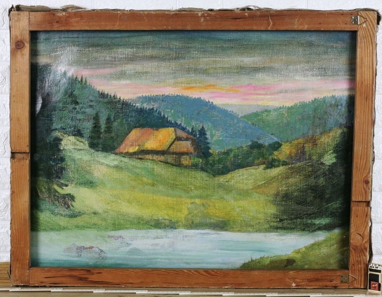 unsigniertes Ölgemälde älter beidseitig Portrait Landschaft Studie