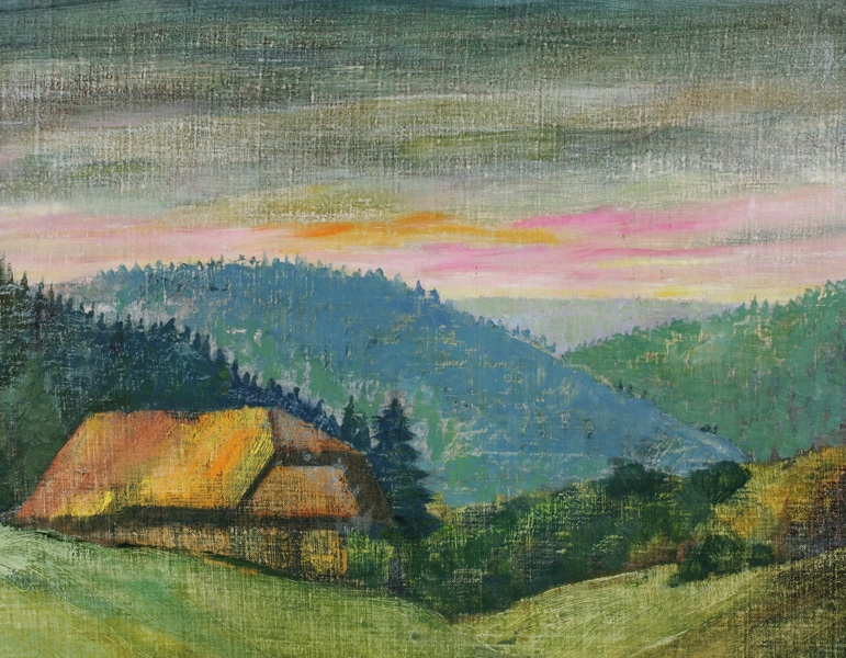 unsigniertes Ölgemälde älter beidseitig Portrait Landschaft Studie