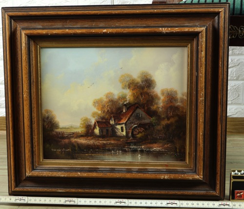 van der Groot Ölgemälde Landschaft Wassermühle