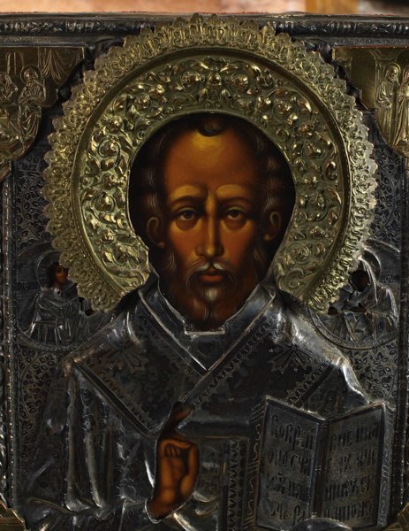 Ikone Metall Oklad heiliger Nikolaus