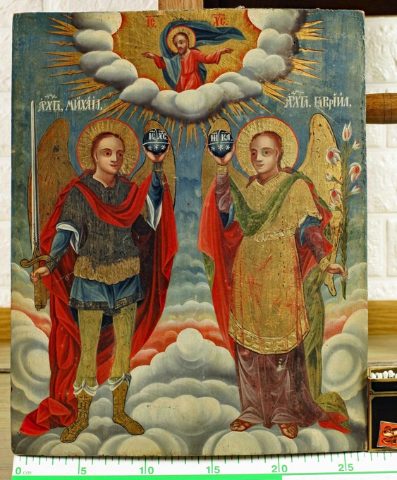 Ikone antik Erzengel Michael Gabriel Synaxis Balkan icon