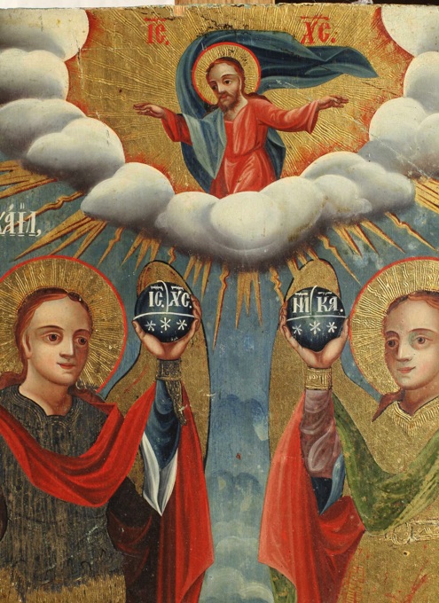 Ikone antik Erzengel Michael Gabriel Synaxis Balkan icon