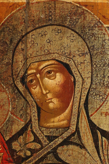 Ikone antik dreihändige Gottesmutter Tricheirousa icon