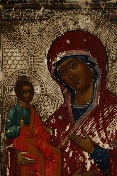Ikone antik dreihändige Mutter Gottes