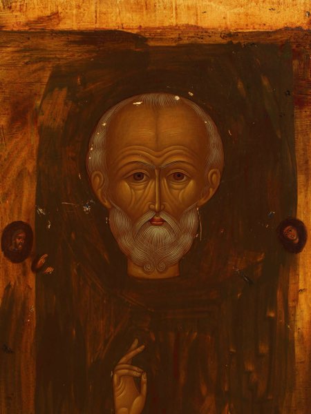 Ikone antik heiliger Nikolaus Oklad