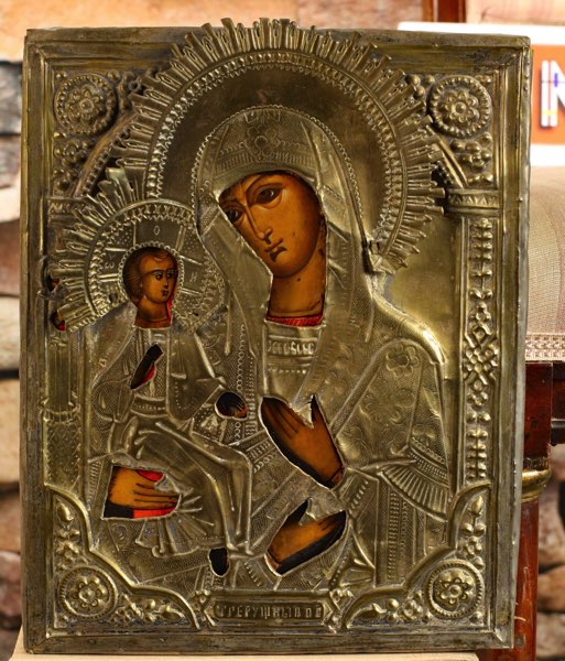 Ikone antik schwarze Madonna Riss