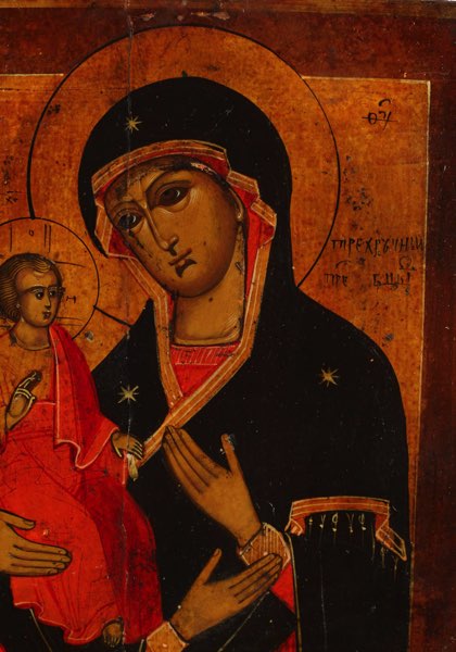 Ikone antik schwarze Madonna Riss