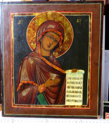 russische Ikone antik Gottesmutter Deesis