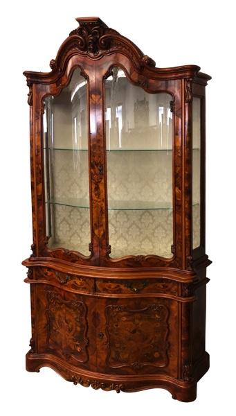 Aufsatzvitrine Wurzelholz Stilmöbel