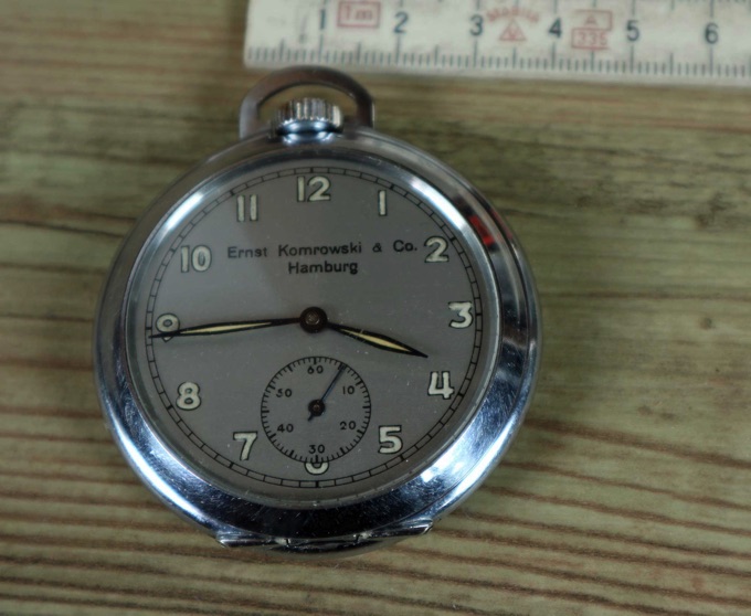 Ernst Komrowski Hamburg Taschenuhr vintage Handaufzug Bürk p2p
