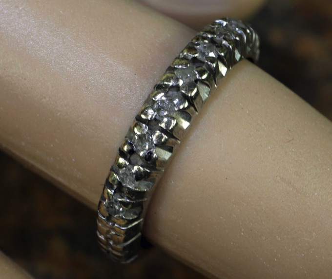 Weißgold Memory Ring Diamanten Größe 52 antik Memoire Memoryring