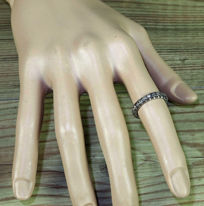 Weißgold Memory Ring Diamanten Größe 52 antik Memoire Memoryring