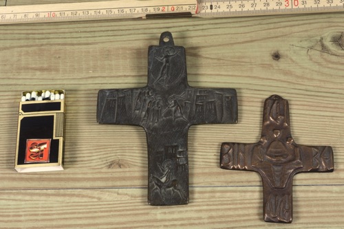 2x Kruzifix Kreuz Bronze