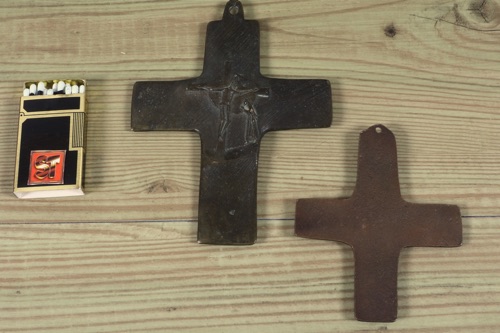 2x Kruzifix Kreuz Bronze