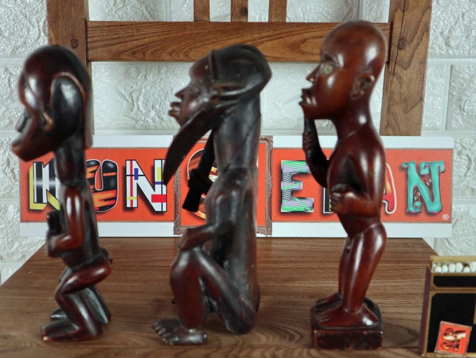 Afrika 3 Figuren Holz Kongo Kamerun