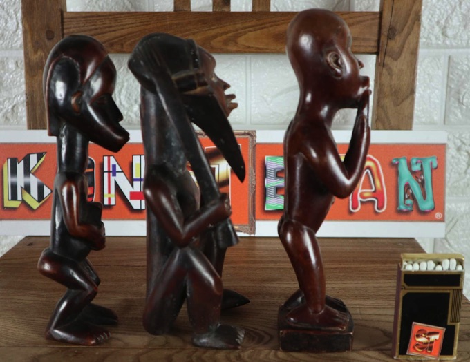 Afrika 3 Figuren Holz Kongo Kamerun