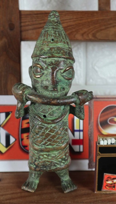 Bronze Figur Musikant Afrika Benin Kamerun