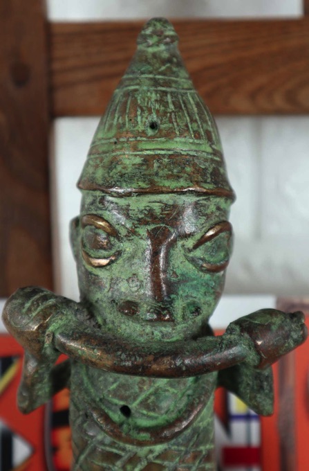 Bronze Figur Musikant Afrika Benin Kamerun