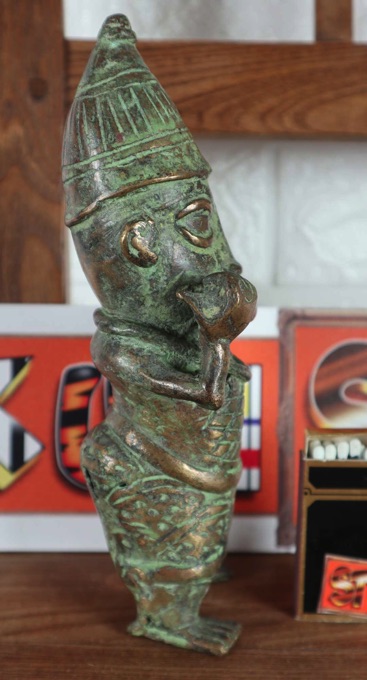 Bronze Figur Musikant Afrika Benin Kamerun