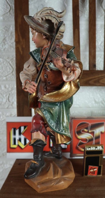 Geigenspieler Holz Schnitzerei Oberammergau Toni Baur